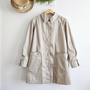 BREM Rainwear Khaki Trench Coat | Size 12 | Y2K Minimalist Rain Jacket